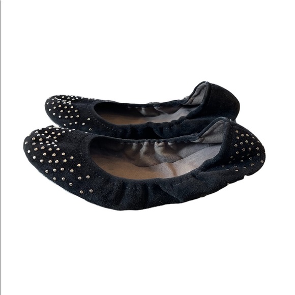 STUART WEITZMAN Black suede ballet slippers with gold beads Size 8.5 - Picture 5 of 10